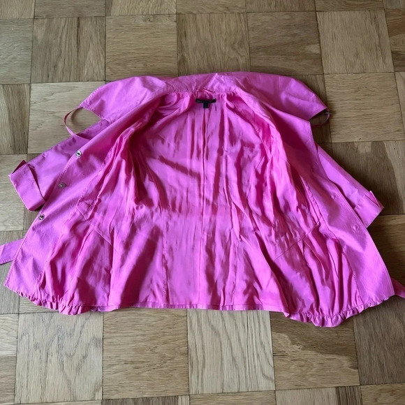 Lafayette 148 Pink Trench Jacket US 2 Belted Overcoat Barbiecore Style - Picture 3 of 8